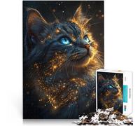 Black cat with blue eyesJigsaw Puzzles 1000 Pieces for Adults Hand speed competition for is ideal as a gift for the whole family 38x26cm
