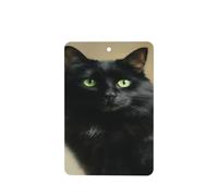 Black Cat With Bright Green Eyes Car Air Fresheners 4 Pcs Hanging Scented Cards Fragrance Scented Cards For Car Aromatherapy Tablets