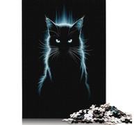 Black Cat with Glowing Eyes 500 Piece Jigsaw Puzzles for Adults Jigsaw Puzzle 500 Pieces Jigsaws Adults Puzzles Gifts 500pcs (52x38cm)