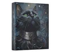 Black Cat with Green Eyes 3 Ring Binders 1.5 Inch Clear View Three Ring Binders Versatile Binder Fits 200 Sheets 1 Pack