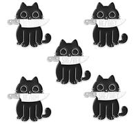 Black Cat with Knife Pronouns Enamel Pins SHE HER THEY THEM HE HIM Simple Letter Brooch Badge Cute Animal Enamel Brooch Pins for Women Men