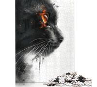 Black Cat With Orange Eyes Puzzles for Woodenboard Puzzles Great Gift for Adults 1000pcs (75x50cm)