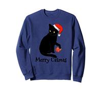 Black Cat with Santa Hat Merry Catmas xmas Christmas Gift Sweatshirt
