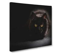 Black Cat with Yellow Eyes Canvas Print | Gallery Wrapped 30mm Frame Wall Art | 14x14 inches | Ready to Hang | Modern Animals Picture | Living Room Bedroom Lounge Office