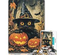 Black Cat Wizard 1000 Piece Jigsaw Puzzles for Teenagers,Learning Educational Toys Family Games Unique Birthday And Gifts 38x26cm
