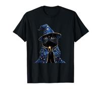 Black Cat Wizard Magic Starry Hat Cosplay T-Shirt