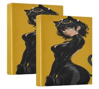 Black Cat Women Sexy 1 and 1/2 Inch School Supplies Binder 3 Ringed with Clipboard 1/2 Pack Office Supplies Hardcover