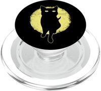 Black Cat Yellow Eyes Moon Silhouette Retro PopSockets PopGrip for MagSafe