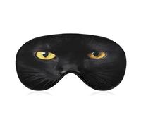 Black Cat Yellow Eyes Sleep Mask Breathable Light-Blocking Eye Masks for Men Women
