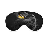 Black Cat Yellow Eyes Sleep Masks Breathable Eye Covers Adjustable Strap for Travel Home Office Use