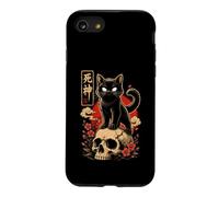 Black Cat Yokai Skull Sakura Gothic Japanese Art Halloween Case for iPhone SE (2020) / 7/8