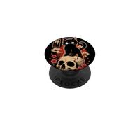 Black Cat Yokai Skull Sakura Gothic Japanese Art Halloween PopSockets Adhesive PopGrip