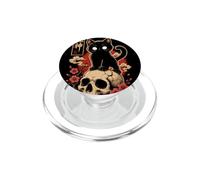 Black Cat Yokai Skull Sakura Gothic Japanese Art Halloween PopSockets PopGrip for MagSafe