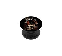 Black Cat Yokai Skulls Sakura Gothic Japanese Halloween PopSockets Adhesive PopGrip