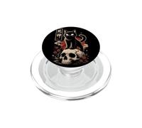 Black Cat Yokai Skulls Sakura Gothic Japanese Halloween PopSockets PopGrip for MagSafe