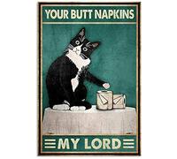 Black Cat Your Butt Napkins My Lord Poster Wall Art Decor Metal Sign 12x16 Inch