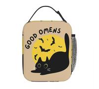 Black Cats are Good Omens Violet Version Insulated Lunch Bag Food Container Bags Portable Cooler Thermal Lunch Box for School