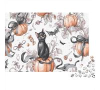 Black Cats. Bats. Candy, Pumpkins,Rätsel Für Erwachsene 1000pcs (75x50cm),Herausforderungsspiele Holiday Themes
