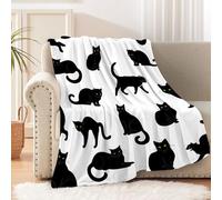 Black Cats Blanket Throw Super Soft and Cozy Blankets for Home Decoration, Couch, Bed, Sofa 60"x50" Medium for Teen for All Seasons