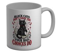 Black Cats Don't Curse You Your Bad Choices Do Mug White 11oz Large Cup