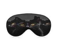 Black Cats Eyes Sleep Mask for Side Sleeper Women Men Eye Mask for Sleeping Light Blocking Zero Pressure Breathable Travel Eye Cover Adjustable Soft Night Blindfold