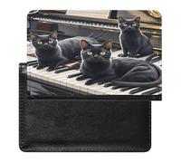 Black Cats Lying on The Piano Keyboard Passport Holder Passport Cover Protector Essentials with Credit Card Slots for Women Men