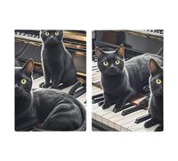 Black Cats Lying on The Piano Keyboard Passport Holder Passport Wallet PU Leather Passports Protective Cover Slim Travel Accessories