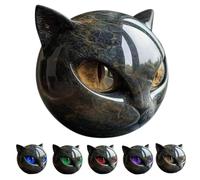 Black Cats Stone Sculpture,Hand-Carved Crystals and Healing Stones, Cute Decoration Gemstones,Marble Texture,Gift Decor for Cat Lovers & Collectors (A)
