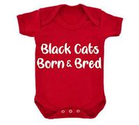 Black Cats Sunderland Born and Bred Football Premium Baby Vest Grow Romper Girl boy Gift Present Shower Newborn Age 0-3 Months