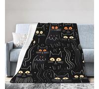 Black Cats Throw Blanket 127 x 152 CM Cartoon Kitten Fleece Blankets for Couch Bed Picnic Soft Cozy Lightweight All Season Use