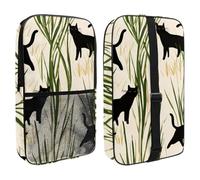 Black Cats Walking in The High Grass Pickleball Paddle Cover with Mesh Pocket for Accessories, Fits 2 Paddles and 4balls