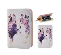 Black Cats Women Wallet, PU Little Women Coin Purse Wallet-Zipper Pocket Wallet, Small Slim Thin Credit Card Wallet for Female Ladies Teen Girls Girly, Black, Yinyang Bloom Cats