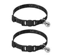 Black Cats Yellow Eyes Lightweight Small Dog Collar, 2 Pack Cat Collar with Bell