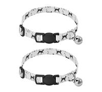 Black Cats Yellow Eyes White Collar for Puppy, 2 Pack Decorative Pet Collar with Bell