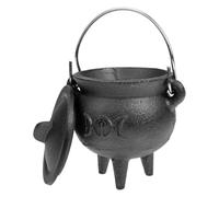 Black Cauldron, Cast Iron Cauldron with Lid and Handle | Witch Cauldron Decorative Prop, Cast Iron Cauldron with Halloween Lid and Handle for Halloween Decoration and Incense Burning, Halloween