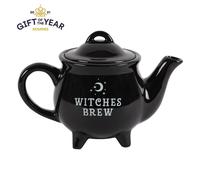 Black Cauldron Teapot Ceramic 550ml Witches Brew Gothic Wiccan Magic Halloween