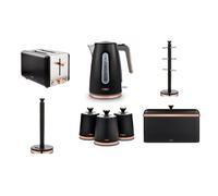 Black Cavaletto Jug Kettle 2 Slice Toaster Breadbin Canister Towel pole Mug tree