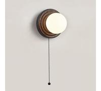Black Cave Stone Wall Sconce Round Indoor Wall Lamp with Globe Milk White Glass Shade,Japanese Art Home Decor Lighting Fixture for Bedroom Living Room Cafe Hotel, G9 Socket