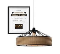 Black Ceiling Light Wire Basket Metal Hemp Rope Pendant Lighting 30cm Ceiling Light Shade with 1m PVC Cable Ceiling Fitting Light & Industrial Style Light for Indoor Pendant Light Shade lamp Shade