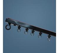 Black Ceiling Track System for Room Divider & Shower ain - No Drill Wall-Mounted ain Rail with Rollers & End C, 1.9m/6.2ft - Perfect for Dorm Rooms, Closets, RVs