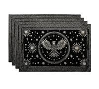 Black Celestial Eagle Placemats, Dark Starry Table Mats for Dining Table, Non-Slip Washable Indoor Outdoor Party Decorative Placemat Set of 4