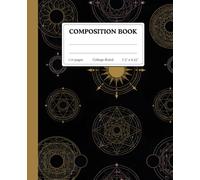 Black Celestial Notebook: Celestial Alchemy Composition Book with Gold Sun & Moon Design | Witchy Astrology Journal | 110 College-Ruled Pages