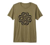 Black Celtic Knot Shamrock Irish Four Leaf Clover Premium T-Shirt