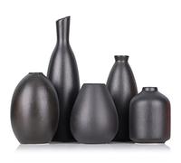 Black Ceramic Bud Vases Set of 5, Farmhouse Decor, Fireplace Decor, Mantle & Shelf Decor, Home Decoration for Living Room, Entrance, Bathroom, Kitchen & Office, Coffee Table Decor, Bud vases in Bulk