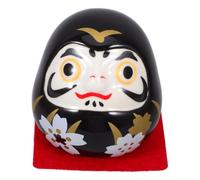 Black Ceramic Egg Dharma Figurine, Traditional Japanese Lucky Ornament | Workspace and Home Display, Compact Lightweight Symbol of Good Luck, Elegant Traditional Japanese Design