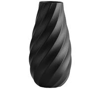 Black Ceramic Flower Vase with Textured Spiral Design, Modern Minimalist Decor for Home, Living Room, or Office - 10 Inch