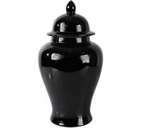 Black Ceramic Ginger Jar Vase With Lid - Elegant Decorative Storage Jar For Home Decor, Living Room, Office, And Modern Interiors One Color 17 * 35cm