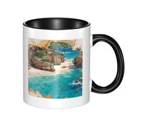 Black Ceramic Mugs for Exquisite Unique Coast of Dreams Pattern Print Smooth Practical Durable Easy to Clean