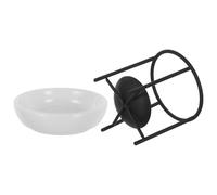 Black Ceramic Oil Burner with Four-leg Stand High-edge round Plate