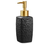 Black Ceramic Soap Dispenser - 310ml Hand Soap Dispenser with Long Spout Refillable Shampoo Lotion Dispenser Elegant Square Design for Bathrooms Kitchens Hotels(Flower)